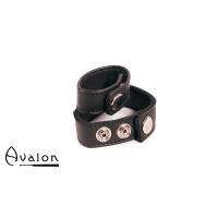 Avalon - PATIENCE - Dobbel penis og pungring i lær - Sort