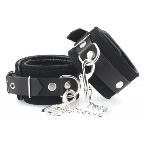 Rimba - Håndcuffs i lær, Sort - Semsket lær