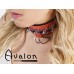Avalon - WORSHIP - Collar med spisse nagler, ringer og D-ring - Rød og sort