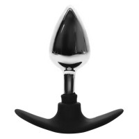 BQS - Metall Buttplug med Avlang Silikonstopper - Medium