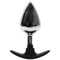 BQS - Metall Buttplug med Avlang Silikonstopper - Large