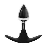 BQS - Metall Buttplug med Avlang Silikonstopper - Small