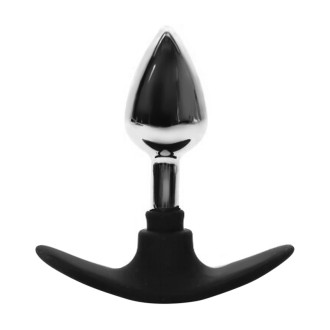 BQS - Metall Buttplug med Avlang Silikonstopper - Small