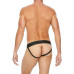 Ouch! Striped Front Zip Jock - Jockstrap - Bonded Leather - Sort/Blå