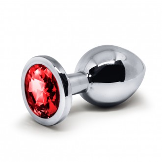 BQS - Tung Metallplug med Rød Krystall - Medium - 230g
