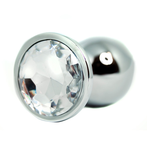 BQS - Buttplug i metall med Krystall - Klar - Large BQS - Buttplug i metall med Krystall - Klar - Large