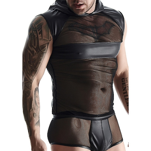 Regnes Fetish Planet - Wetlook/Netting Skjorte med Hette for Han