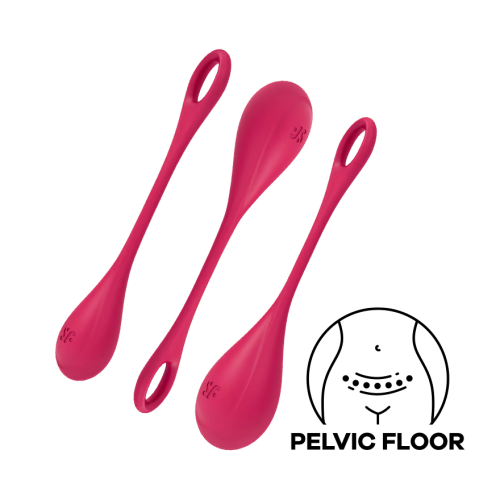 Satisfyer - Yoni Power 1 - Vaginakule Sett - Rød Satisfyer - Yoni Power 1 - Vaginakule Sett - Rød