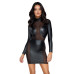 Cottelli Collection - Tettsittende Wetlook Minikjole med ermer Cottelli Collection - Tettsittende Wetlook Minikjole med ermer