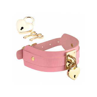 Kinky Diva - Collar med Hjertelås - Rosa
