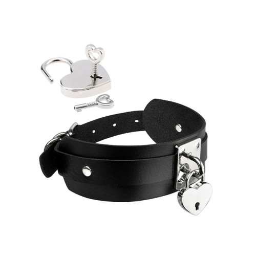 Kinky Diva - Collar med Hjertelås - Sort
