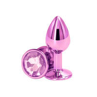 BQS - Rosa buttplug med rosa krystall - Small