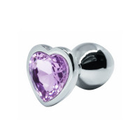 BQS - Buttplug med Hjertekrystall - Lilla - Medium