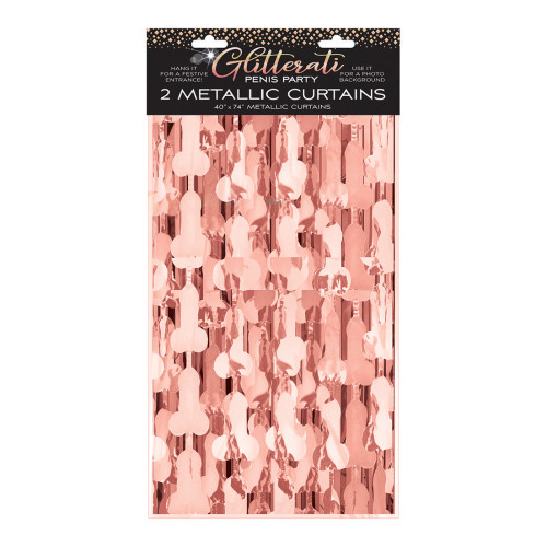 LITTLE GENIE  - Glitterati Peniser i folie forheng - Rosegull - 2 pk