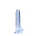 Realrock – Crystal Clear – Realistisk Dildo med Pung – Blå - 17 cm