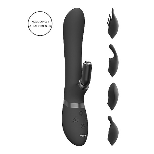 VIVE - Chou - Rabbitvibrator med utskiftbare hoder - Sort VIVE - Chou - Rabbitvibrator med utskiftbare hoder - Sort