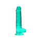 Realrock – Crystal Clear – Dildo med pung og sugekopp – Grønn - 21 cm