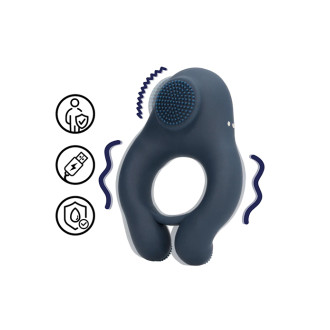 Loveline - Penisring med klitorisvibrator - Blå 