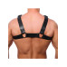 Red Leather - Bulldog Harness i sort lær med sorte detaljer - L/XL 
